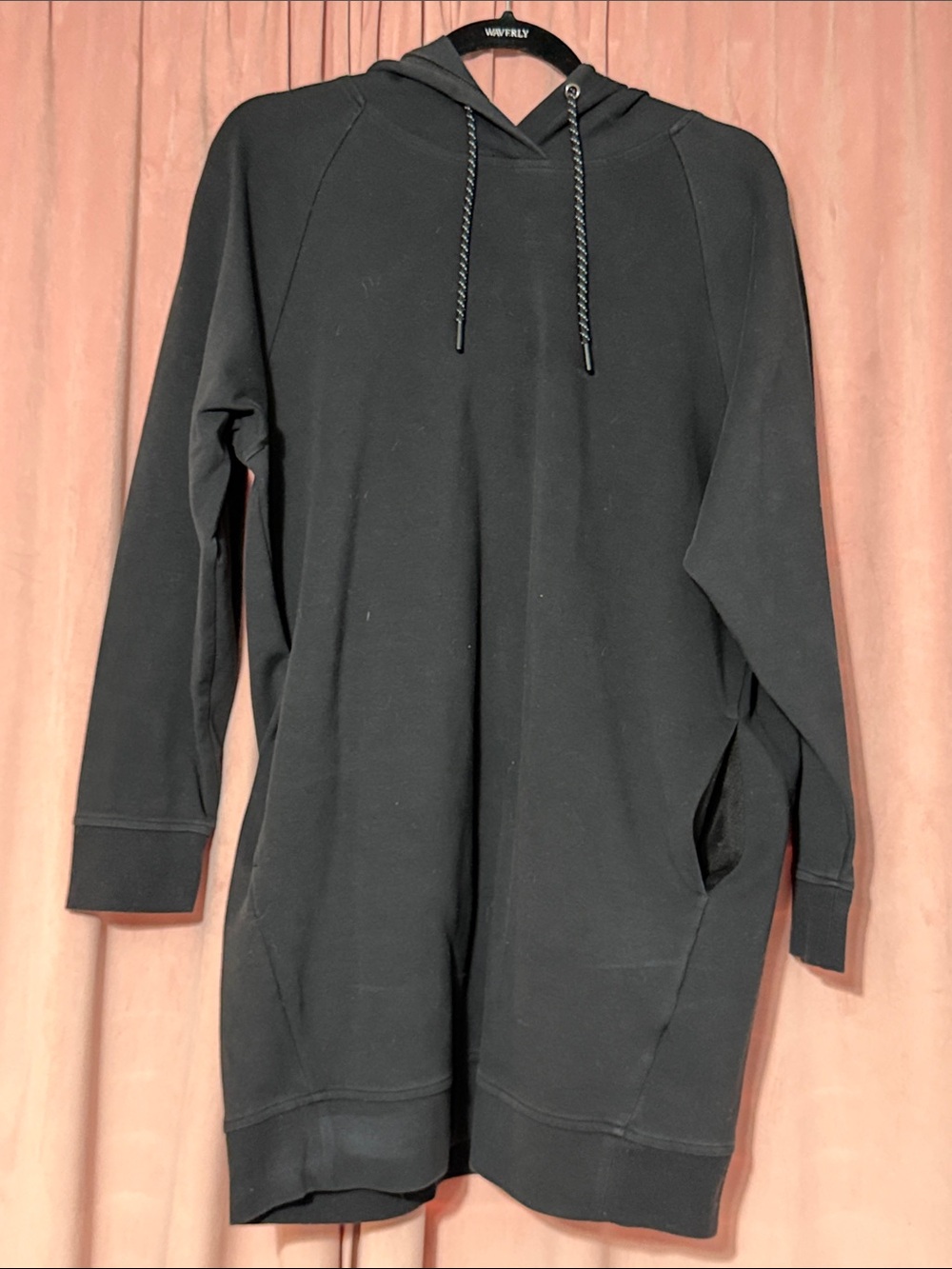 Old Navy Black Longline Hooded Sweatshirt Dress